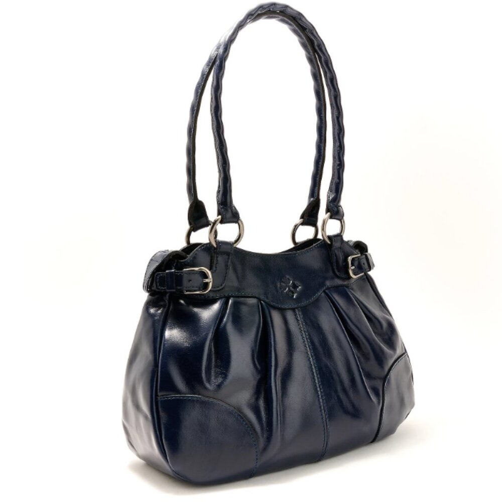 Navy blue Patricia Nash Mona Satchel Oceano/ Leather Pleated Shoulder Bag